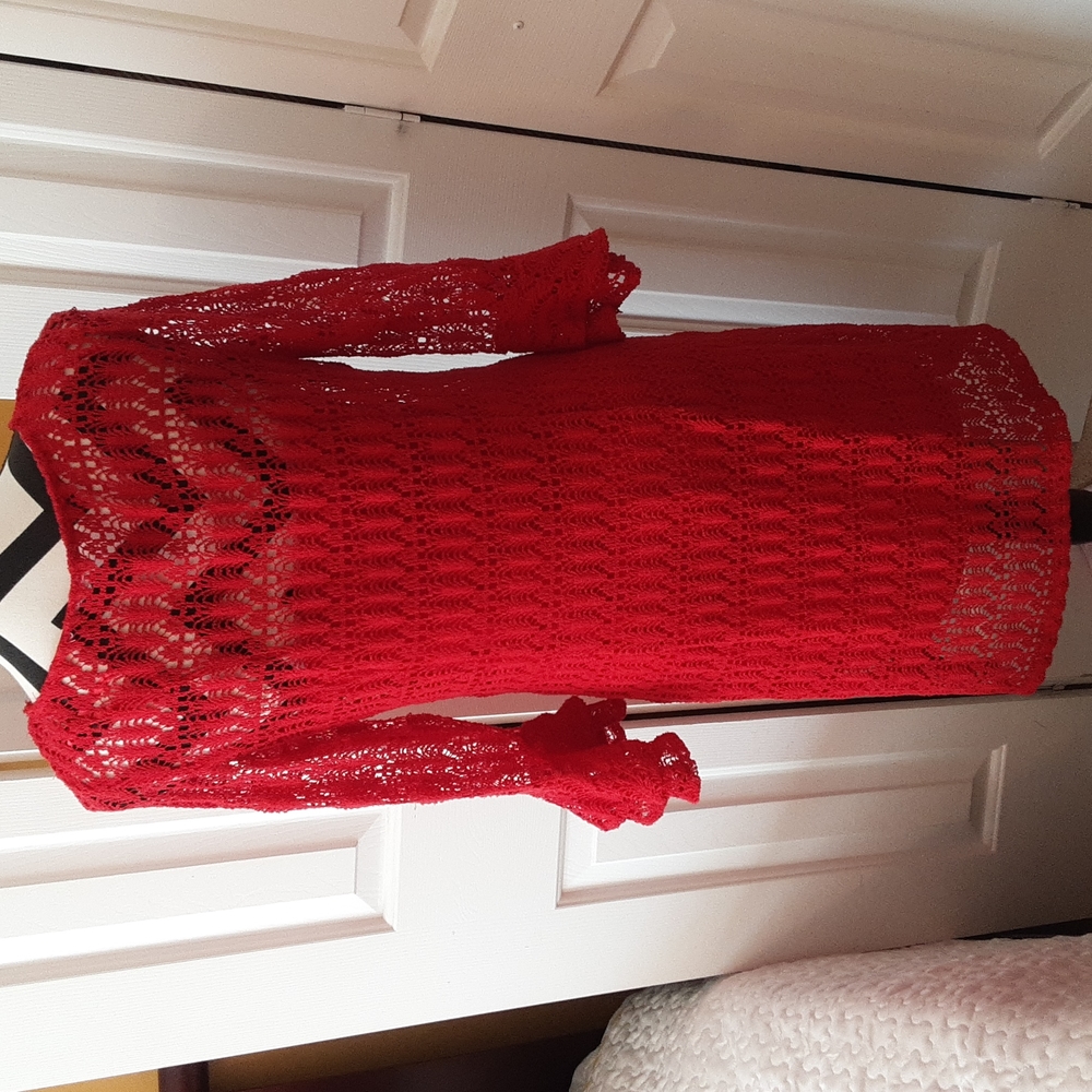 Studio One sz10 Beautiful Red crochet dress - Picture 2 of 4